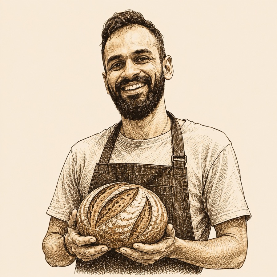 Illustrated portrait of Prince, the baker behind BreadFitt